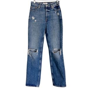 Free People We The Free High Rise Distressed Jeans Button Fly Women’s Size 25